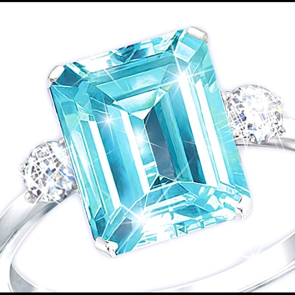 Princess Diana Aqua Allure Ring. Sterling silver - Picture 3 of 3